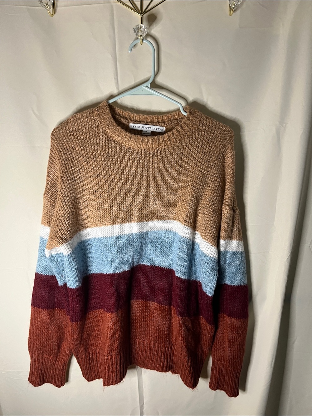 HYFVE Striped Crewneck Sweater in Brown, Blue, White, Burgundy, Rust